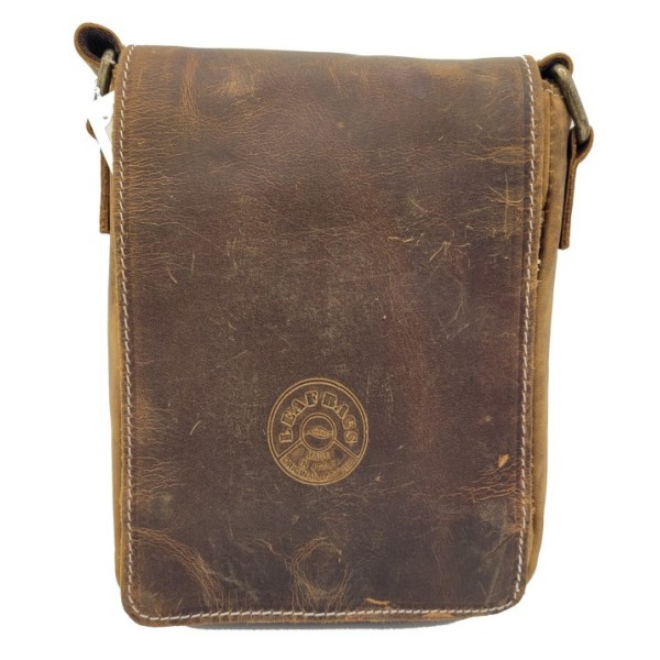 Borsa piccola unisex in pelle invecchiata/ramon con tracolla regolabile