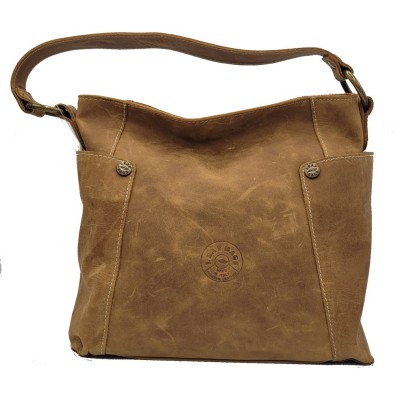 Distressed cow leather crossbody bag