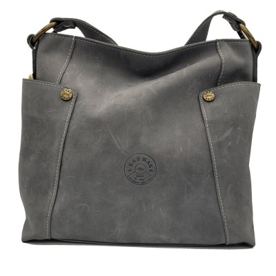 Distressed cow leather crossbody bag