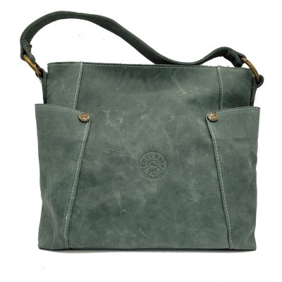 Distressed cow leather crossbody bag