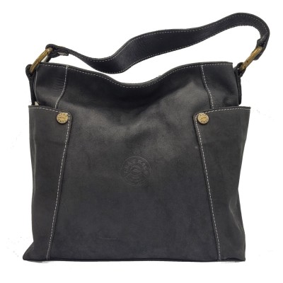 Distressed cow leather crossbody bag